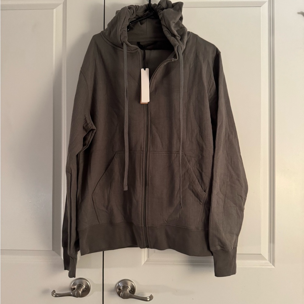2pc RO3 unisex Zip-Up Hoodie Jacket w/shorts olive size medium